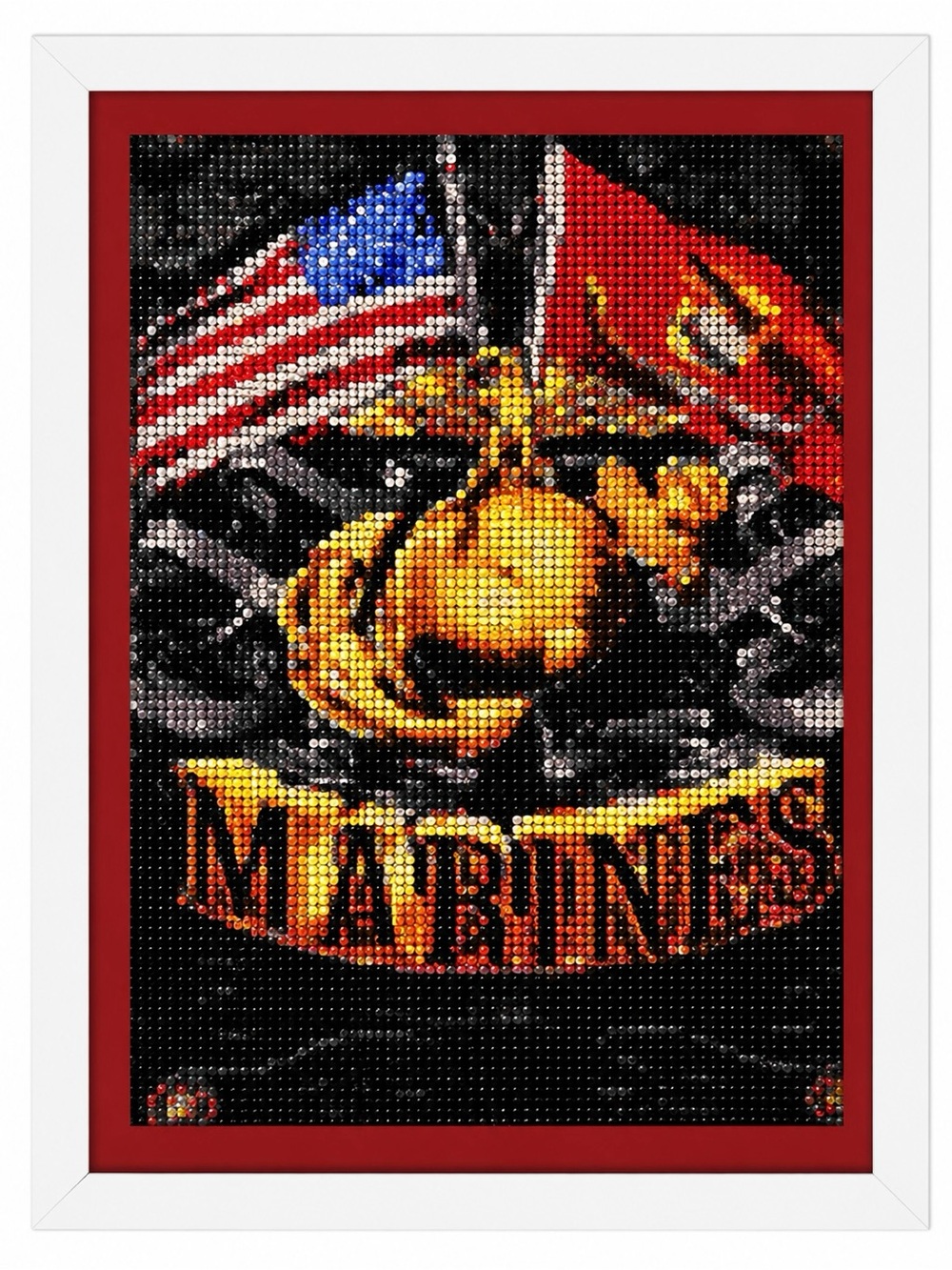 US Marines Eagle Globe Anchor Diamond Wall Art - Black, Red, Gold